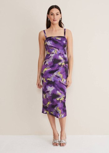 Phase Eight Adelita Abstract Print Dress Purple/Multicolor Canada | NYDTRE-602